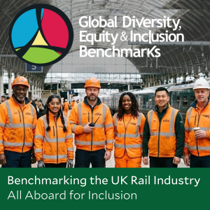 5 railway workers in train station