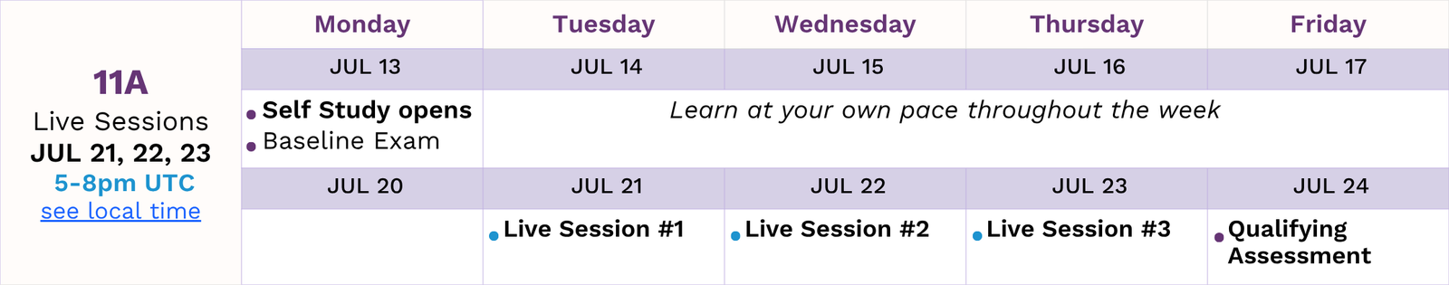 11A Live Sessions JUL 21, 22, 23 5-8pm UTC
